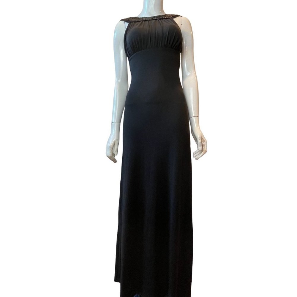 LOVEY DOVEY Women Halter Maxi Dress Backless Sequin Detail Black Size Small